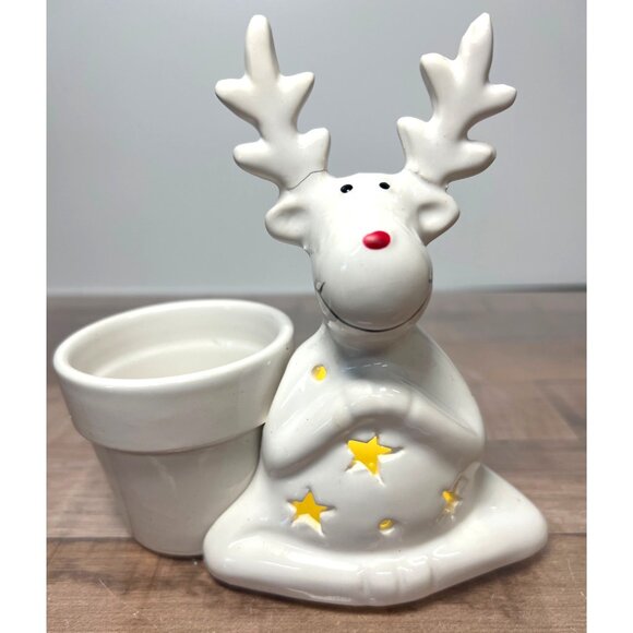 Ceramic Reindeer Tealight Holder With Light - Picture 5 of 5